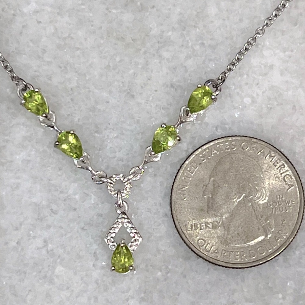 Peridot Y Drop Sterling Silver Necklace - Picture 11 of 11